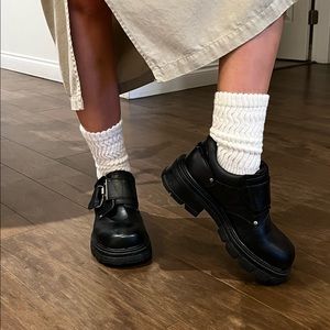 Vintage chunky buckle lug sole shoes